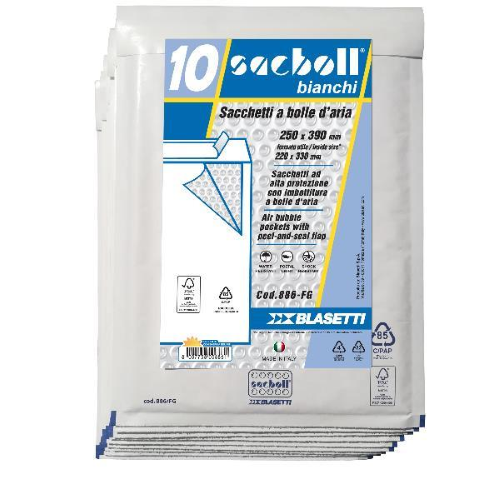 BLASETTI SACBOLL BUSTE A SACCO IMBOTITE 25X39 CM BIANCO CONF 10 Pz.